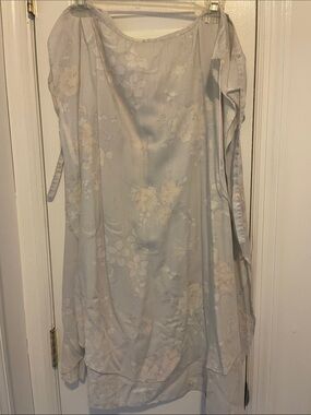 Light grey Floral Satin wrap around skirt-